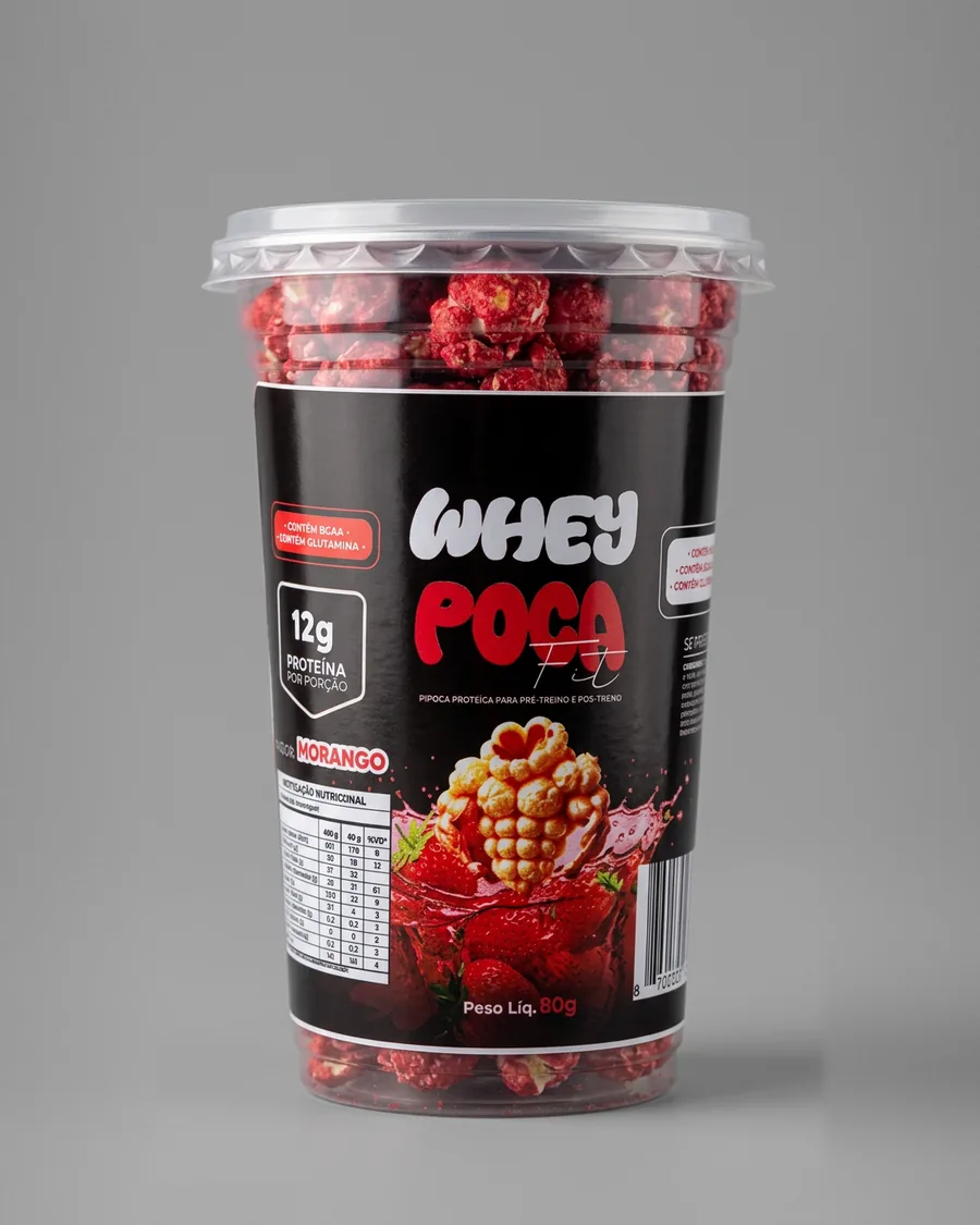 Copo de Wheypoca Morango em fundo cinza